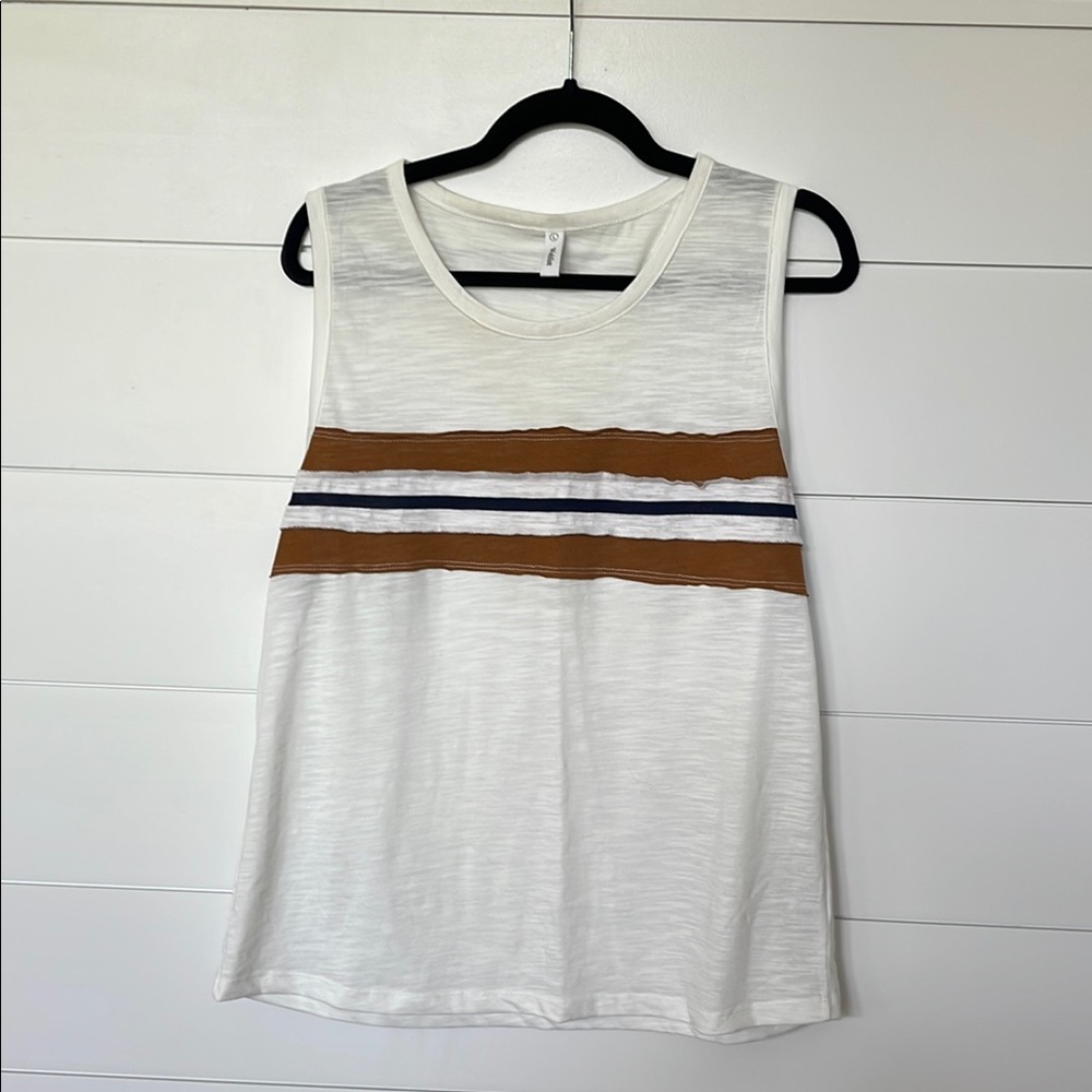 Wishlist White and Brown Sleeveless Tank Top